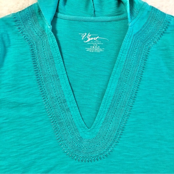 V by Venezia Sport Turquoise Embroidered Cotton Hoodie - Picture 2 of 10